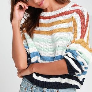 NWT Lulus Rainbow Charli Striped Knit Sweater